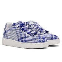 Burberry Blue White Check Knit Box Sneakers