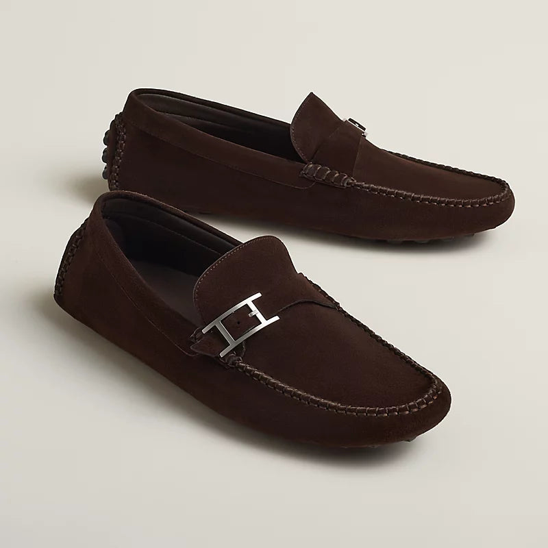 Hermes Idylle Suede Loafer Brown