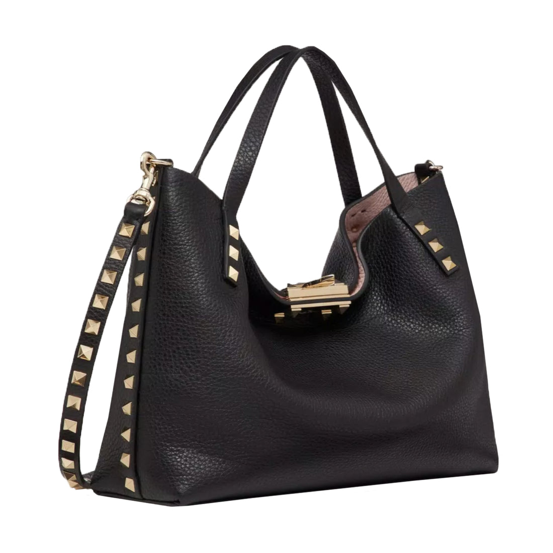 Valentino Small Rockstud Grainy Calfskin Tote Bag