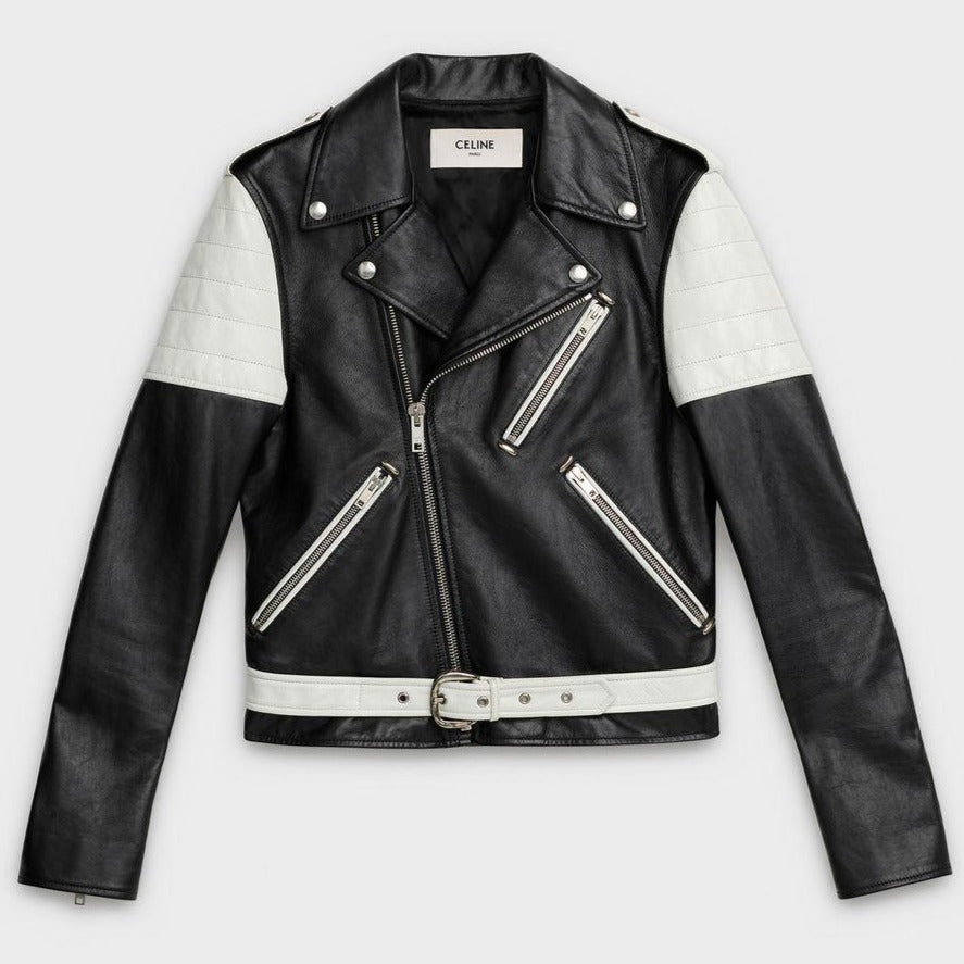 Celine Paris Padded Biker Leather Jacket