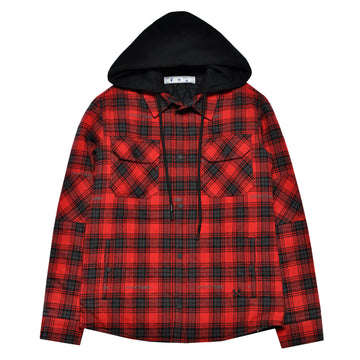 Off-White Flannel Hooded Shirt Jacket