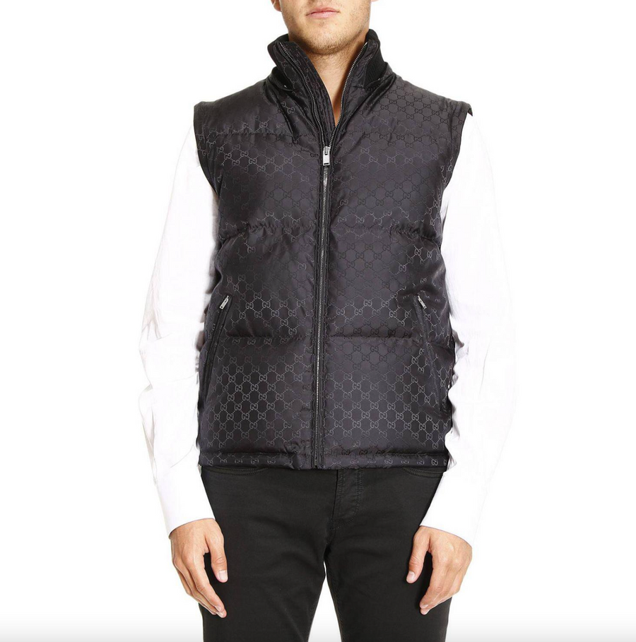 Gucci GG Jacquard Removable Sleeves Down Jacket