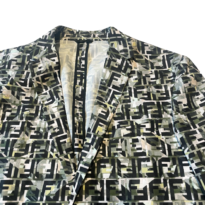 Fendi FF Camouflage Printed Blazer Jacket