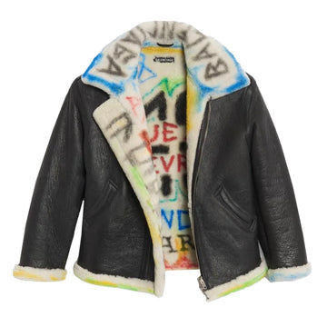 Balenciaga Graffiti Shearling Leather Jacket