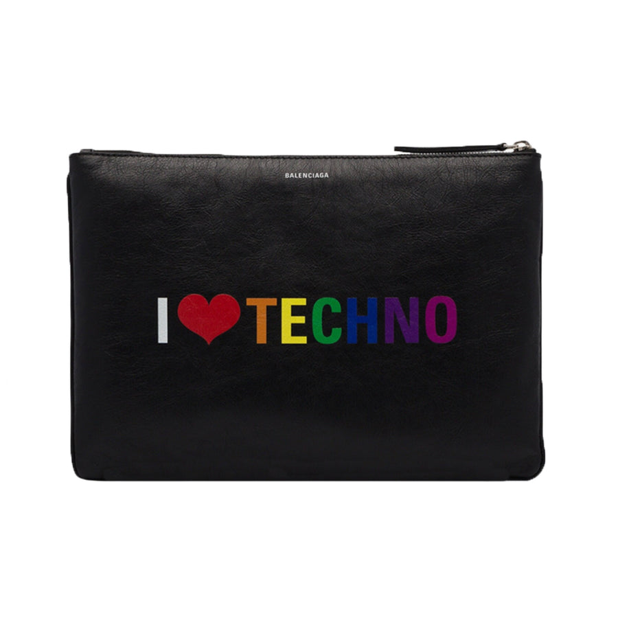 Balenciaga "I Love Techno" Leather Pouch
