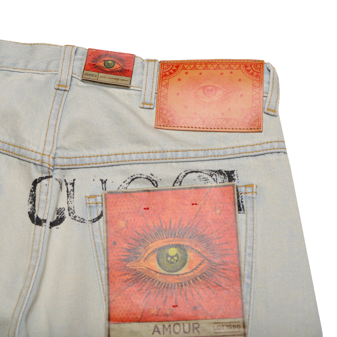 Gucci Distressed Rear Print Logo Jeans