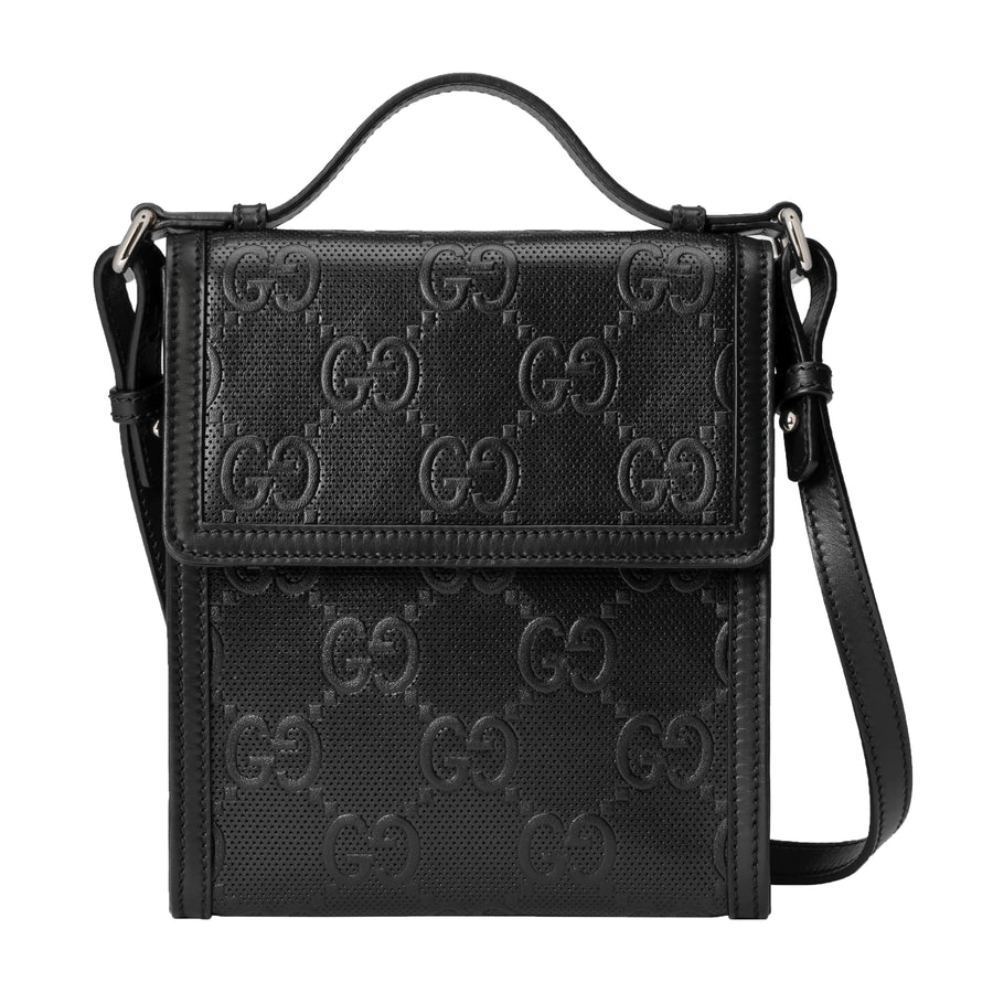 Gucci GG Embossed Leather Messenger Bag