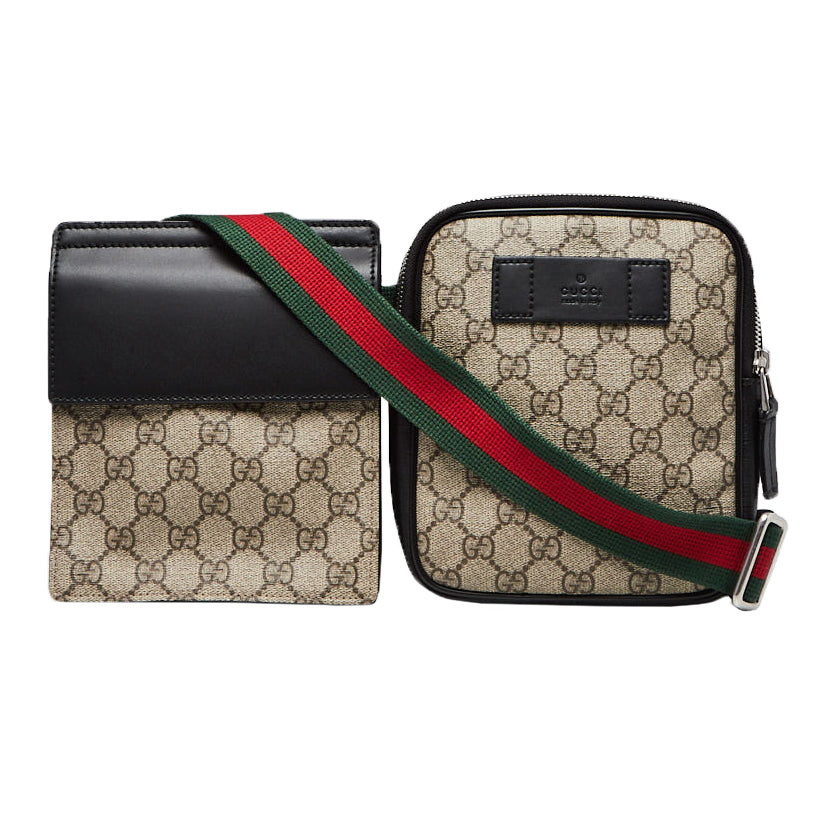 Gucci GG Supreme Two Pocket Belt Bag