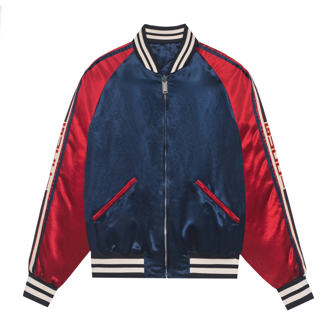 Gucci Reversible Logo Striped Varsity Jacket