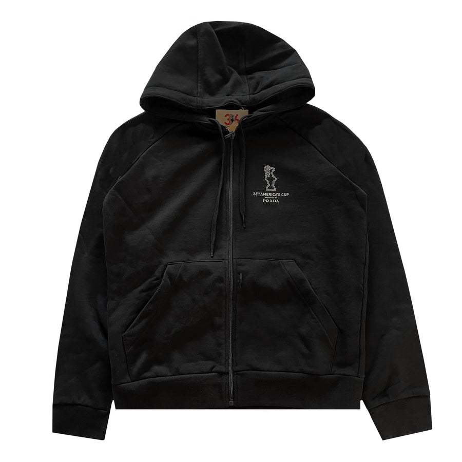 Prada Zip Up Logo Hoodie